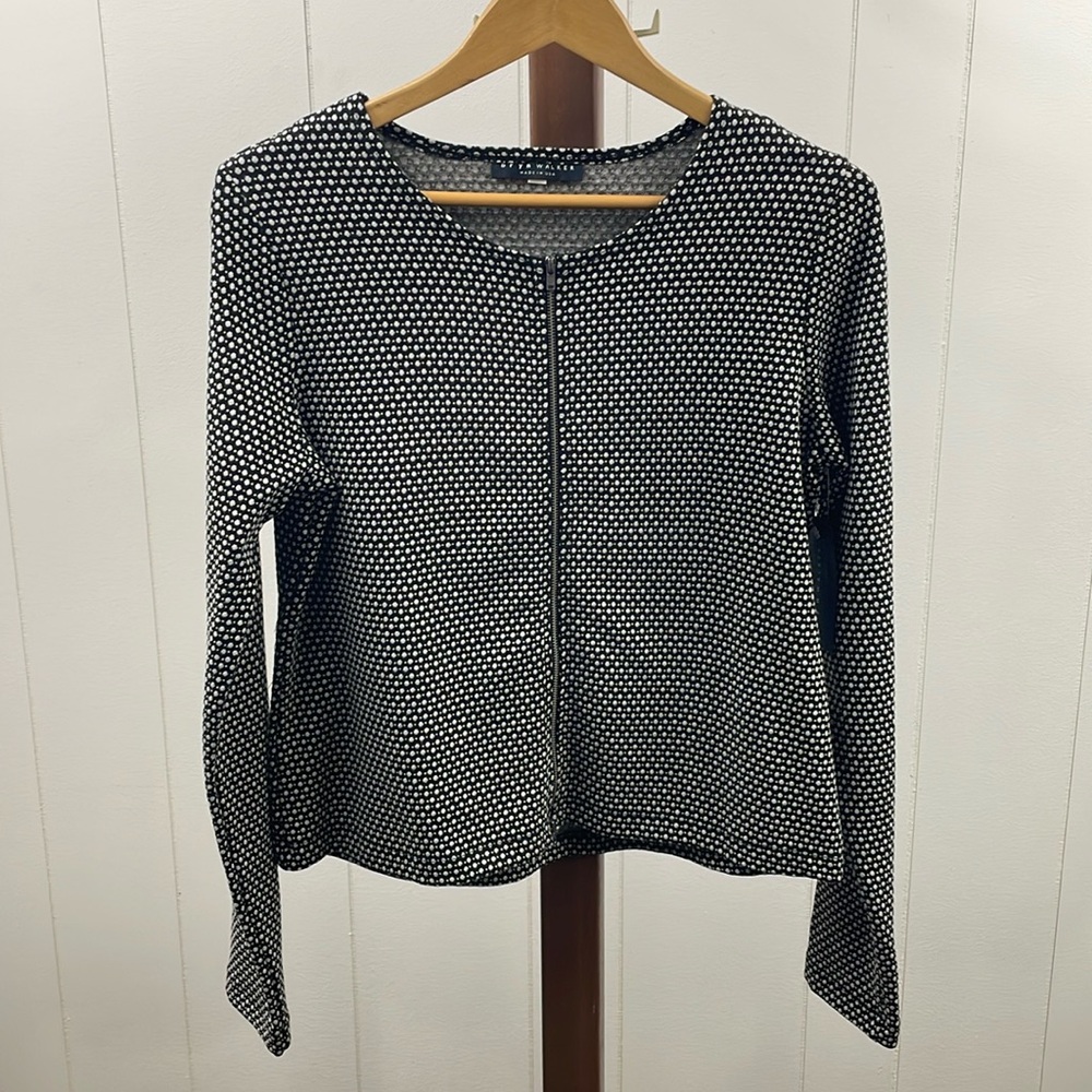 Bryn Walker NWT Black and White Polka Dot Full Zip Sweater
